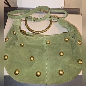 Walter Baker Green Suede Crossbody with Gold Studs
